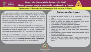 EMITE PROTECCION CIVIL ALERTA POR VIENTOS PARA ESTE MARTES