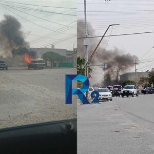 INCENDIO CONSUME CAMIONETA EN LA COL.TORIBIO ORTEGA