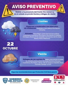 PREVE PROTECCION CIVIL VIENTOS Y LLUVIAS POR FRENTE FRIO 5 EN EL ESTADO