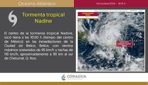 TORMENTA ‘NADINE’ TOCA TIERRA EN BELICE,,ESTA A 90 kM DE CHUTEMAL,QR