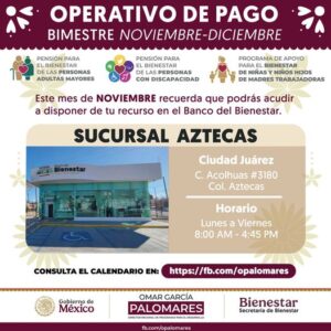 CONTINUA PROGRAMA DE PAGOS A BANEFICIADOS DEL BIENESTAR